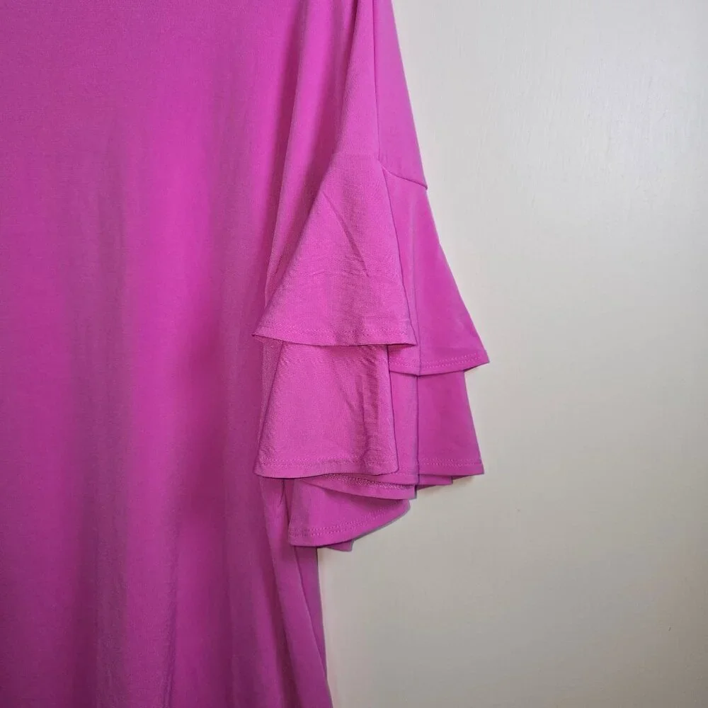 Zenana, Springy, Double Ruffle Layered Slv, Fuchsia, Top, Boutique, Sz 1X, NWOT - Picture 5 of 7